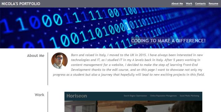 image of old portfolio website