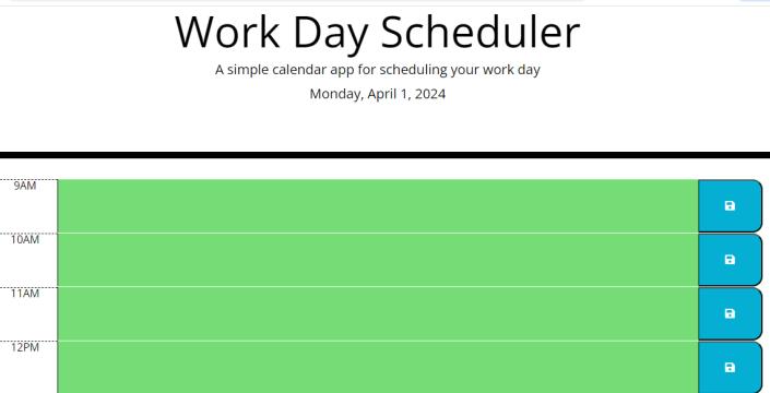 image of the work day scheduler